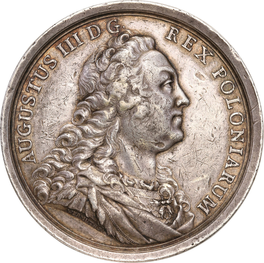 August III Sas. Medal nagrodowy orła białego 1753, Christian Zygmunt Wermuth, SREBRO